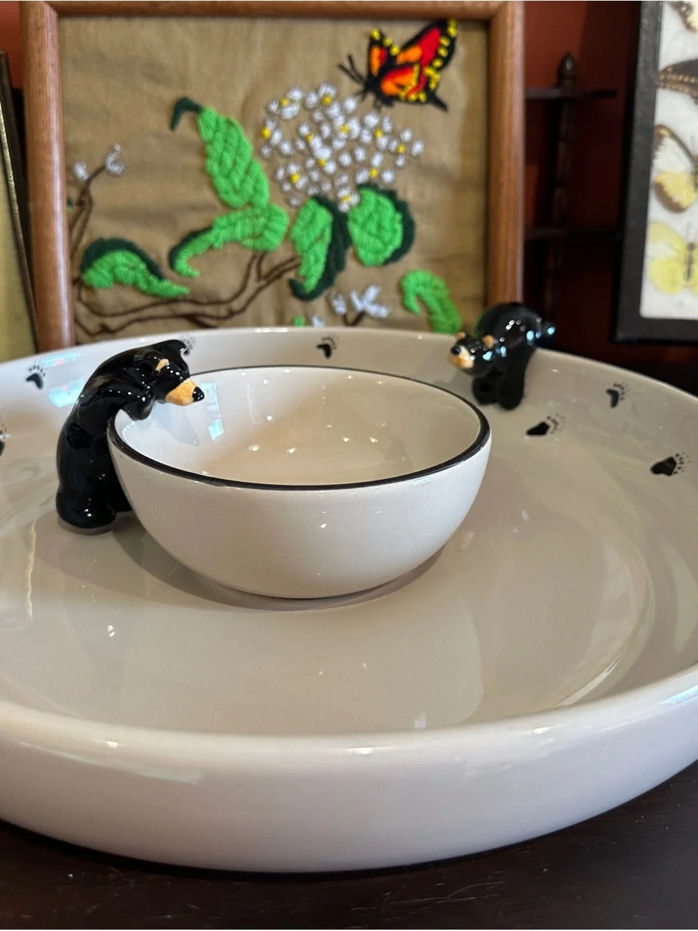 Bear chip dip bowl big sky carvers Cracker Barrel